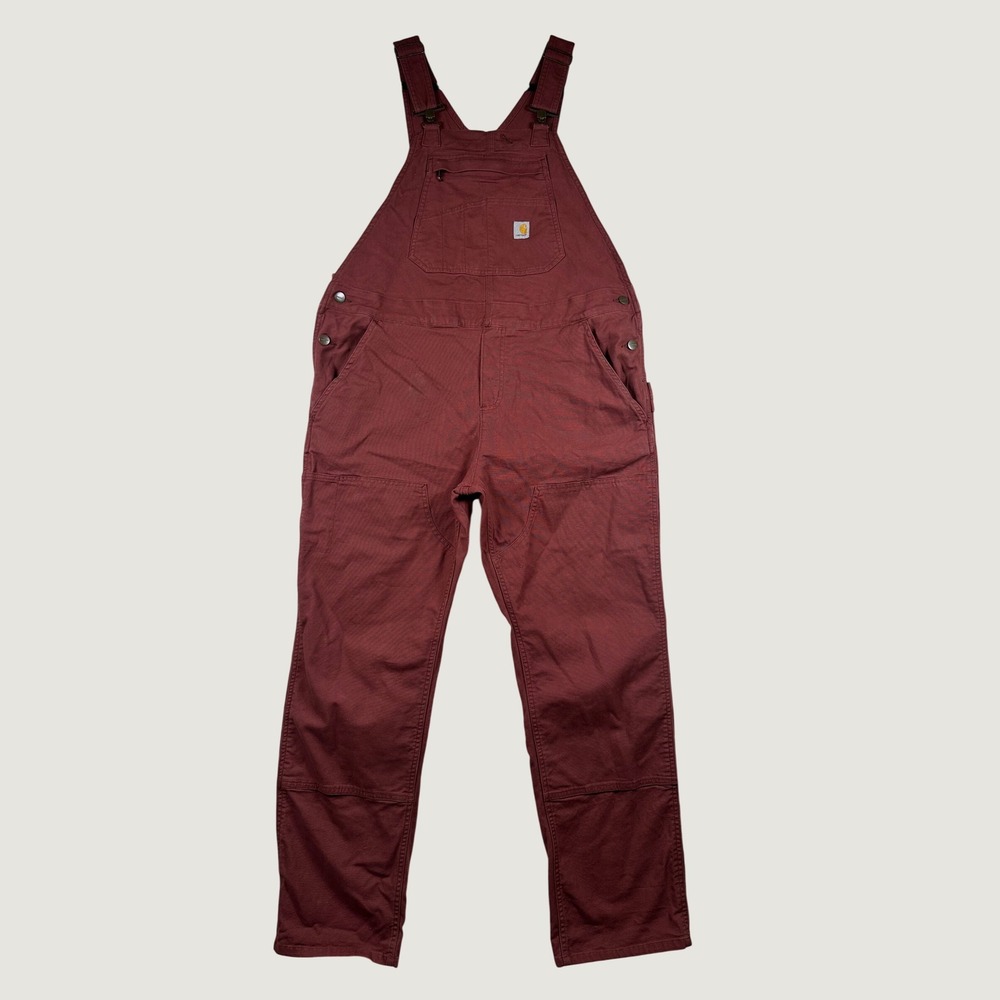 Carhartt Womens Loose Fit Canvas Bib Overalls Maroon L 12-14 Workwear Utility